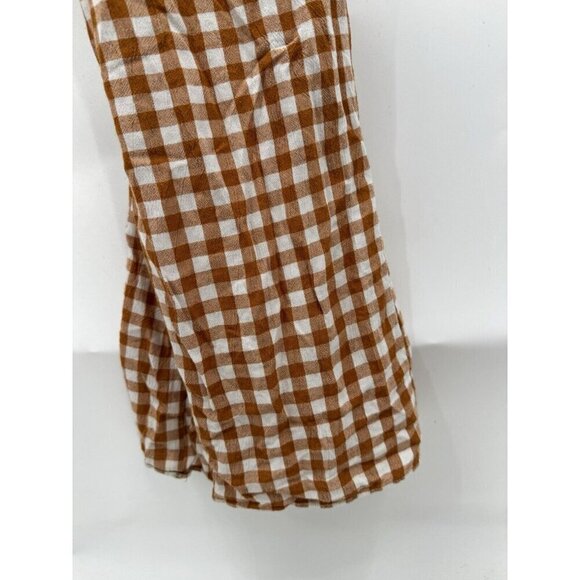 Saylor Jumpsuit Women Medium Orange White Bohemian Wide Leg Western Gingham RTR - Picture 11 of 15
